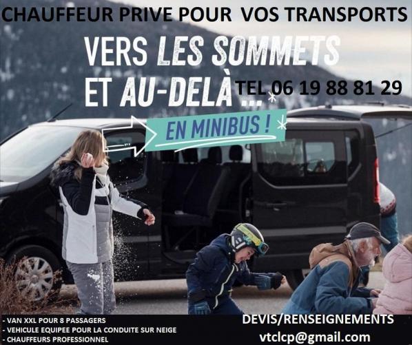 Transport à la montagne en van et chauffeur prive